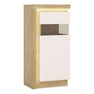 Lyco High Gloss Display Cabinet Right In Oak White And LED - UK