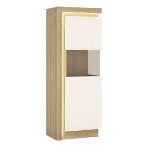 Lyco Gloss Narrow Display Cabinet Right In Oak White And LED - UK