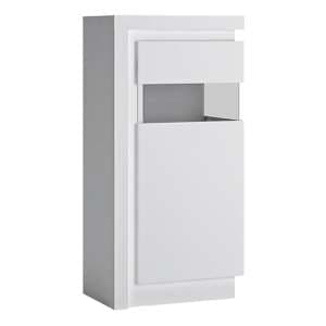 Lyco High Gloss Narrow Display Cabinet Right In White With LED - UK