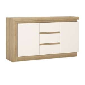Lyco Gloss Sideboard 2 Doors 3 Drawers In Oak White And LED - UK