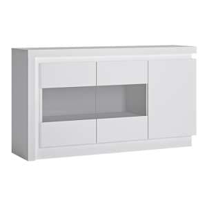 Lyco High Gloss Sideboard Glazed 3 Doors In White With LED - UK