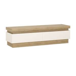 Lyco High Gloss TV Stand 2 Drawers In Oak And White With LED