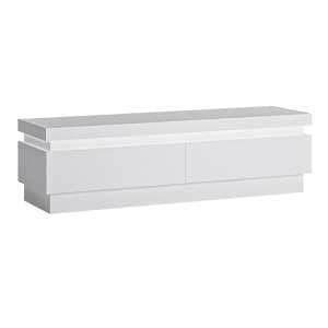 Lyco High Gloss TV Stand 2 Drawers In White With LED