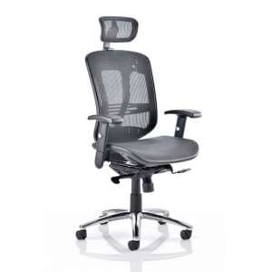 Lydock Mesh Executive Chair In Black With Headrest
