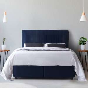 Lyla Velvet Upholstered Storage Super King Size Bed In Blue - UK