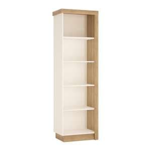 Lyco Left Handed Bookcase In Riviera Oak And White High Gloss