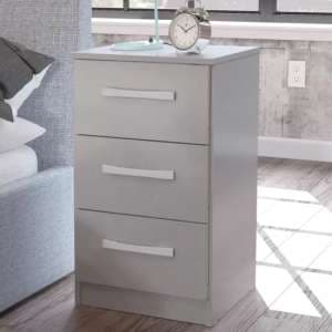 Lynn High Gloss Bedside Cabinet In Grey - UK