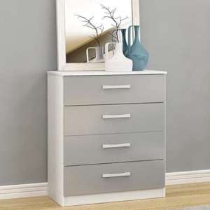 Lynn High Gloss Chest Of 4 Drawers In Grey And White - UK