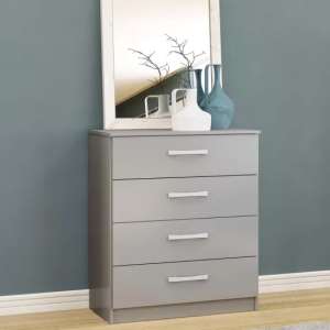 Lynn High Gloss Chest Of 4 Drawers In Grey - UK