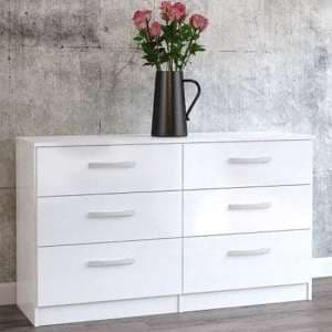 Lynn High Gloss Chest Of 6 Drawers In White