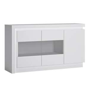 Lyon Glazed White High Gloss Sideboard With 3 Doors And LED