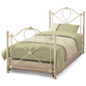Lyon Metal Single Bed With Guest Bed In Ivory - UK