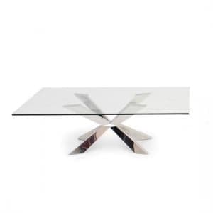 Selina Glass Coffee Table In Clear With Stainless Steel Base
