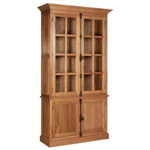 Lyox Wooden Display Cabinet With 3 Upper Shelves In Natural