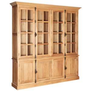 Lyox Wooden Display Cabinet With 6 Upper Shelves In Natural