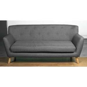 Lyrae Fabric 3 Seater Sofa In Dark Grey
