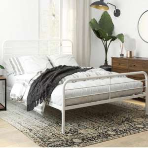 Mableton Metal Double Bed In White - UK