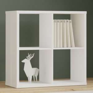 Mabon High Gloss Bookcase With 4 Open Cubes In White - UK