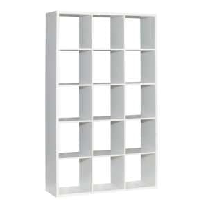 Mabon Wooden Bookcase With 15 Open Cubes In Matt White - UK