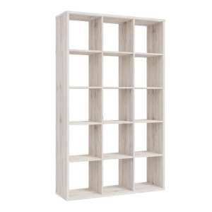 Mabon Wooden Bookcase With 15 Open Cubes In Sand Oak - UK