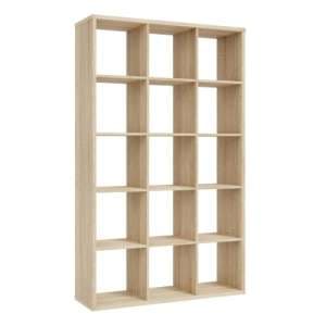 Mabon Wooden Bookcase With 15 Open Cubes In Sonoma Oak - UK