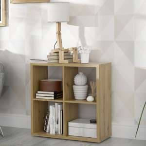 Mabon Wooden Bookcase With 4 Open Cubes In Artisan Oak - UK