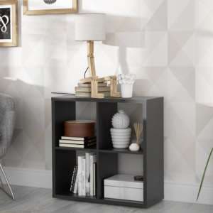 Mabon Wooden Bookcase With 4 Open Cubes In Matt Black - UK