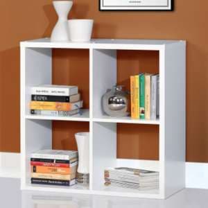 Mabon Wooden Bookcase With 4 Open Cubes In Matt White - UK