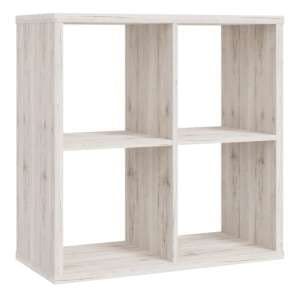 Mabon Wooden Bookcase With 4 Open Cubes In Sand Oak - UK