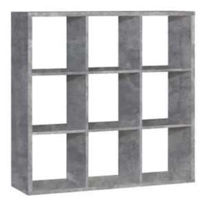 Mabon Wooden Bookcase With 9 Open Cubes In Concrete Effect - UK