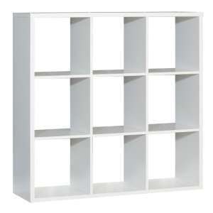 Mabon Wooden Bookcase With 9 Open Cubes In Matt White - UK
