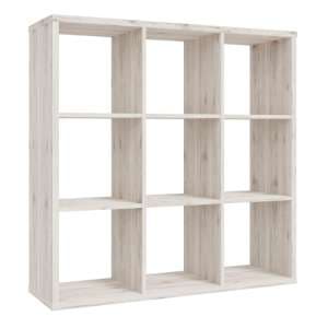 Mabon Wooden Bookcase With 9 Open Cubes In Sand Oak - UK