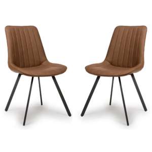 Macia Tan Faux Leather Dining Chairs In Pair