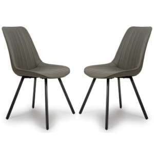 Macia Truffle Faux Leather Dining Chairs In Pair