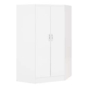 Mack Corner High Gloss Wardrobe With 2 Doors In White - UK