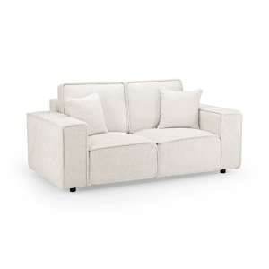 Mack Fabric 2 Seater Sofa In Cream With Black Wooden Feets - UK