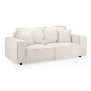 Mack Fabric 3 Seater Sofa In Cream With Black Wooden Feets - UK