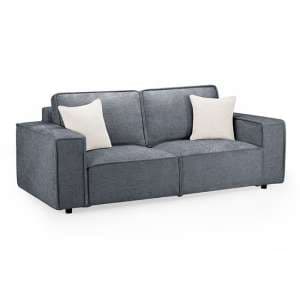 Mack Fabric 3 Seater Sofa In Slate With Black Wooden Feets - UK