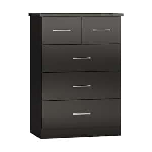 Mack High Gloss Chest Of 5 Drawers In Black