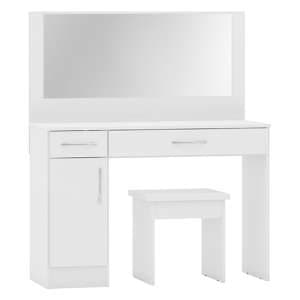 Mack High Gloss Vanity And Dressing Table Set In White