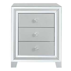 Mack Mirrored Bedside Cabinet With 3 Drawers In Grey - UK