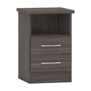 Mack Wooden Bedside Cabinet With 2 Drawers In Black Wood Grain - UK