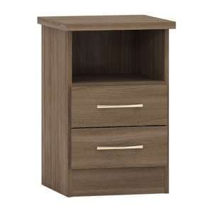 Mack Wooden Bedside Cabinet With 2 Drawers In Rustic Oak Effect - UK