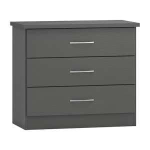 Mack Wooden Chest Of 3 Drawers In 3D Effect Grey - UK