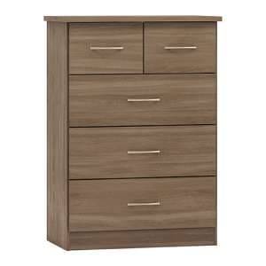 Mack Wooden Chest Of 5 Drawers In Rustic Oak Effect - UK