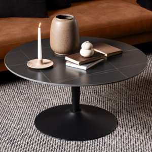 Macon Ceramic Coffee Table Round Large In Grantham Matt Black - UK