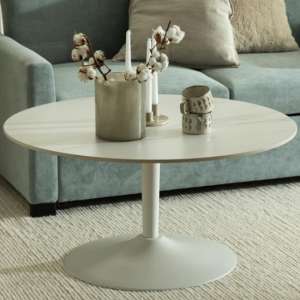 Macon Ceramic Coffee Table Round Large In Unico White - UK