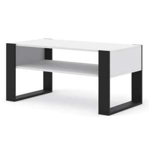 Macon Wooden Coffee Table Rectangular In White - UK