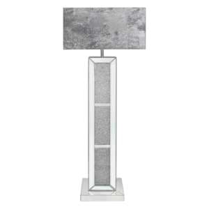 Macon Marble Grey Shade Floor Lamp With Mirrored Pillar Base - UK