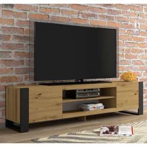 Macon Wooden TV Stand With 2 Doors Large In Artisan Oak - UK